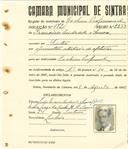 Registo de matricula de cocheiro profissional em nome de Francisco Andrade e Sousa, morador em Sintra, com o nº de inscrição 972.