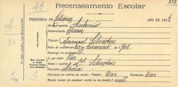 Recenseamento escolar de António Silvestre, filho de Manuel Silvestre, morador na Azóia.