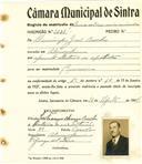 Registo de matricula de carroceiro de 2 ou mais animais em nome de Domingos José Coelho, morador em Almoçageme, com o nº de inscrição 2131.