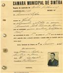 Registo de matricula de cocheiro profissional em nome de Manuel Lopes, morador em Sintra, com o nº de inscrição 1018.