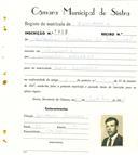 Registo de matricula de carroceiro em nome de Sebastião Francisco da Assunção, morador em Zebreira, com o nº de inscrição 1908.