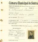 Registo de matricula de carroceiro de 2 ou mais animais em nome de Manuel Pedroso, morador em Anços, com o nº de inscrição 2172.