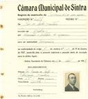 Registo de matricula de carroceiro de 2 ou mais animais em nome de José dos Santos Monteiro, morador em Agualva, com o nº de inscrição 2198.