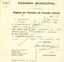 Registo de um veiculo de duas rodas tirado por um animal de espécie cavalar destinado a transporte de mercadorias em nome de José Vitorino, morador em A-da-Beja.