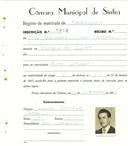 Registo de matricula de carroceiro em nome de José Eugénio Alves Correia, morador na Várzea de Sintra, com o nº de inscrição 1912.