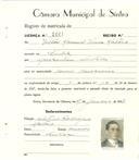 Registo de matricula de carroceiro em nome de Vítor Manuel Vieira Matoso, morador em Sintra, com o nº de inscrição 2061.