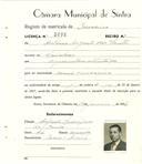 Registo de matricula de carroceiro em nome de António Augusto dos Santos, morador em Mancebas, com o nº de inscrição 2056.