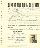 Registo de matricula de cocheiro profissional em nome de Carlos Gameiro, morador em Sintra, com o nº de inscrição 637.