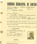 Registo de matricula de cocheiro profissional em nome de Teodoro Félix, morador no Cacém, com o nº de inscrição 843.