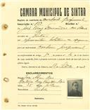 Registo de matricula de cocheiro profissional em nome de José Brás Fernandes das Dores, morador em Sintra, com o nº de inscrição 753.