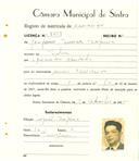 Registo de matricula de carroceiro em nome de Joaquim Simões Sapina, morador em Silva, com o nº de inscrição 1982.