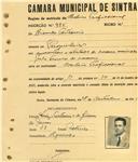 Registo de matricula de cocheiro profissional em nome de Ricardo António, morador em Pero Pinheiro, com o nº de inscrição 995.