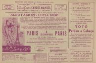 Programa do filme "Paris é Sempre Paris" com a participação de Aldo Fabrizi e Lucia Bosé. 