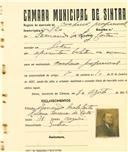 Registo de matricula de cocheiro profissional em nome de Fernando da Luz Costa, morador em Sintra, com o nº de inscrição 720.