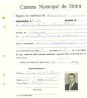 Registo de matricula de carroceiro em nome de António Caetano Dinis Colares, morador no Mucifal, com o nº de inscrição 2180.