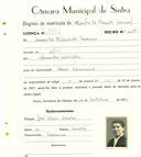 Registo de matricula de veículos de tração animal em nome de Aurora de Figueiredo Morais, moradora em Belas, com o nº de inscrição 1988.