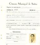 Registo de matricula de carroceiro em nome de Amália da Conceição Duarte, moradora em Alpolentim, com o nº de inscrição 2030.