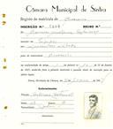 Registo de matricula de carroceiro em nome de Casimiro Marques Antunes, morador na Tapada, com o nº de inscrição 1885.