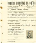 Registo de matricula de cocheiro profissional em nome de Joaquim Mendes Amado, morador no Cacém de Cima, com o nº de inscrição 973.