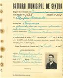 Registo de matricula de carroceiro 2 ou mais animais em nome de Rufino Bernardes, morador na Fervença, com o nº de inscrição 1835.