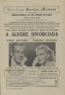 Programa do filme, comédia musical, "A Alegre Divorciada" com a participação de Fred Astaire e Ginger Rogers.