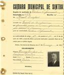 Registo de matricula de cocheiro profissional em nome de Raul Empis, morador na Quinta do Bom Jardim, com o nº de inscrição 853.
