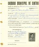 Registo de matricula de carroceiro de 2 ou mais animais em nome de José das Dores da Silva Lírio, morador em Rio de Mouro, com o nº de inscrição 1874.