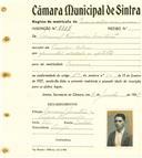 Registo de matricula de carroceiro de 2 ou mais animais em nome de Manuel Fernandes Martins, morador no Penedo, Colares, com o nº de inscrição 2217.