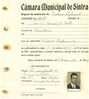 Registo de matricula de cocheiro profissional em nome de José da Conceição Costa, morador na Abrunheira, com o nº de inscrição 1053.