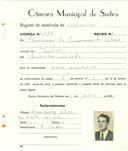 Registo de matricula de carroceiro em nome de Francisco do Nascimento Alves, morador em Sintra, com o nº de inscrição 1975.