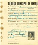 Registo de matricula de carroceiro 2 ou mais animais em nome de Joaquina Mariana Clemente, moradora em Arneiro dos Marinheiros, com o nº de inscrição 1839.
