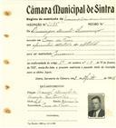 Registo de matricula de carroceiro de 2 ou mais animais em nome de Domingos Duarte Lourenço, morador em Covas de Ferro, com o nº de inscrição 2135.