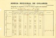Declarações da quantidade de vinho da região demarcada de Colares expedido ou vendido para consumo nacional por Geraldo de Magalhães.