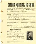 Registo de matricula de cocheiro profissional em nome de Lourenço Carreira, morador em Queluz, com o nº de inscrição 774.