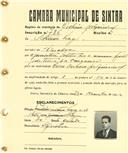 Registo de matricula de cocheiro profissional em nome de Artur Lage, morador em Agualva, com o nº de inscrição 786.