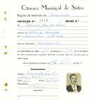 Registo de matricula de carroceiro em nome de Joaquim José da Costa, morador em Chão de Meninos, com o nº de inscrição 1905.