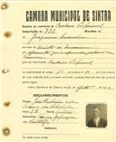 Registo de matricula de cocheiro profissional em nome de Joaquim Leandro, morador na Quinta de [Massamá], com o nº de inscrição 732.