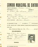 Registo de matricula de cocheiro amador em nome de António José Condeixa Júnior, morador na Rinchoa, com o nº de inscrição 663.