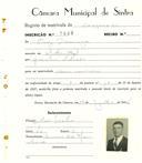 Registo de matricula de carroceiro em nome de Luís Domingos, morador em Alcolombal, com o nº de inscrição 1889.