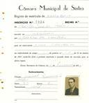 Registo de matricula de carroceiro em nome de José dos Santos Coelho, morador em Morelena, com o nº de inscrição 1934.