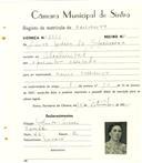 Registo de matricula de carroceiro em nome de Laura [Andrea] da Esperança, moradora em Alcolombal, com o nº de inscrição 1984.