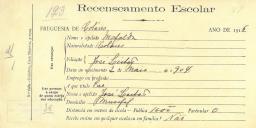 Recenseamento escolar de Mafalda Leitão, filha de José Leitão, moradora no Mufical.