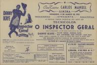 Programa do filme "O Inspector Geral" realizado por Henry Koster com a participação de Danny Kaye, Walter Slezak, Barbara Bates, Elsa Lanchester, Gene Lockart e Alan Hale.