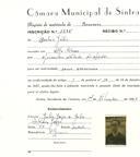 Registo de matricula de carroceiro em nome de Beatriz Júlia, morador em Colares, com o nº de inscrição 1685.