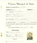 Registo de matricula de carroceiro em nome de Alfredo da Silva, morador em Queluz, com o nº de inscrição 1974.