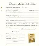 Registo de matricula de carroceiro em nome de António Nunes, morador na Baratã, com o nº de inscrição 2046.
