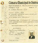 Registo de matricula de carroceiro de 2 ou mais animais em nome de António Francisco Paulo, morador na Aldeia Galega, com o nº de inscrição 2034.