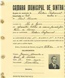 Registo de matricula de cocheiro profissional em nome de Raul Fernandes, morador em Rio de Mouro, com o nº de inscrição 919.