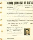Registo de matricula de cocheiro profissional em nome de Ernesto Gonçalves, morador em Serradas, com o nº de inscrição 936.