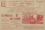 Programa do filme "O Pirata de Capri" com a participação de Louis Hayward, Binnie Barnes, Alan Curtis e Mikhail Rasumny.
